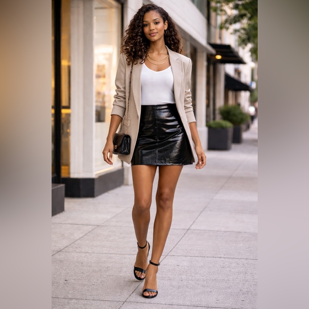 Bebe Black Faux Leather Mini Skirt Size 4